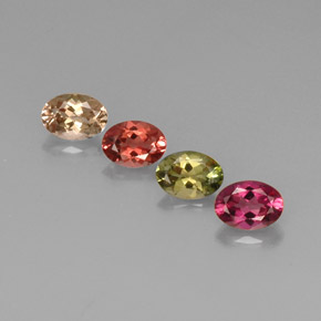 캐럿 천연 멀티컬러 투르말린 보석, 타원형 컷, 7.1×5.1 mm, VVS-VS