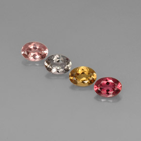 캐럿 천연 멀티컬러 투르말린 보석, 타원형 컷, 7.1×5.1 mm, VVS-VS