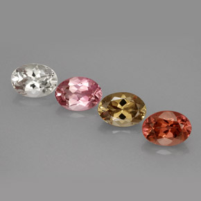 캐럿 천연 멀티컬러 투르말린 보석, 타원형 컷, 7×5.1 mm, VVS-VS