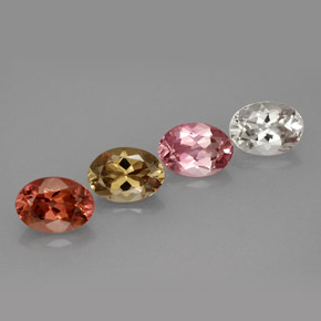 캐럿 천연 멀티컬러 투르말린 보석, 타원형 컷, 7×5.1 mm, VVS-VS