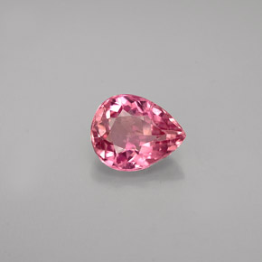 0.66캐럿 천연 딥 핑크 투르말린, 배 모양, 6.4×5.2 mm, VS