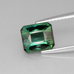 2.04캐럿 천연 블루 그린 투르말린, 에메랄드 컷, 7.8×6.8 mm, VS