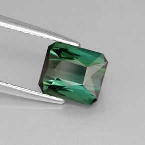 2.04캐럿 천연 블루 그린 투르말린, 에메랄드 컷, 7.8×6.8 mm, VS