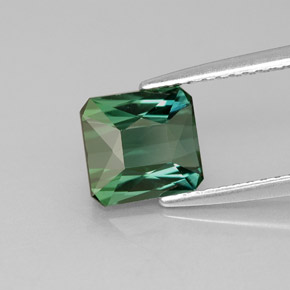 1.70캐럿 천연 블루 그린 투르말린, 에메랄드 컷, 7.1×6.8 mm, VVS-VS