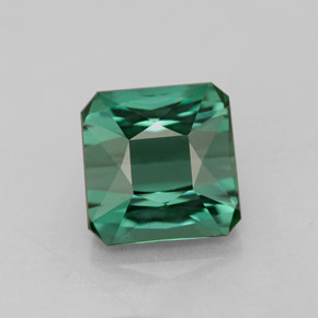 1.81캐럿 천연 블루 그린 투르말린, 에메랄드 컷, 6.6×6.6 mm, VVS-VS