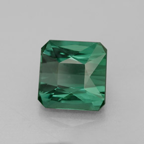 1.81캐럿 천연 블루 그린 투르말린, 에메랄드 컷, 6.6×6.6 mm, VVS-VS