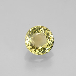 0.89캐럿 천연 노란빛 그린 투르말린, 라운드 컷, 5.98 mm, VVS