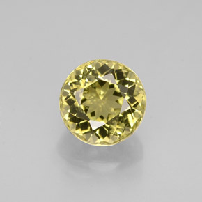 0.98캐럿 천연 녹빛 골든 투르말린, 라운드 컷, 5.89 mm, VVS-VS
