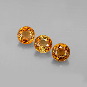 캐럿 천연 옐로우 오렌지 투르말린 보석, 라운드 컷, 4.68 mm, VVS-VS