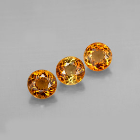 캐럿 천연 옐로우 오렌지 투르말린 보석, 라운드 컷, 4.68 mm, VVS-VS