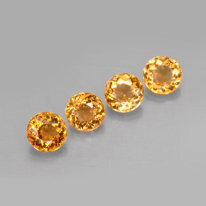 캐럿 천연 오렌지 투르말린 보석, 라운드 컷, 4.40 mm, VVS-VS