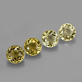 캐럿 천연 녹빛 옐로우 투르말린 보석, 라운드 컷, 4.93 mm, VVS