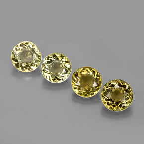 캐럿 천연 녹빛 옐로우 투르말린 보석, 라운드 컷, 4.93 mm, VVS