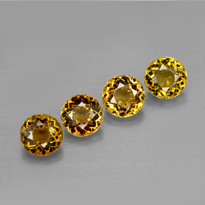 캐럿 천연 골든 옐로우 투르말린 보석, 라운드 컷, 4.78 mm, VVS-VS