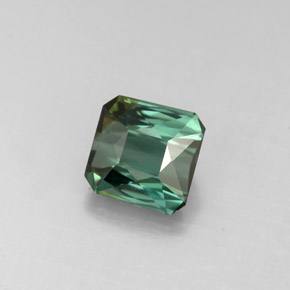 1.45캐럿 천연 푸르스름한 그린 투르말린, 에메랄드 컷, 6.3×6.3 mm, VVS-VS