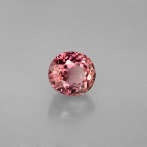 1.39캐럿 천연 핑크 로즈 투르말린, 타원형 컷, 6.7×6.2 mm, VS