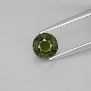 1.25캐럿 천연 딥 그린 투르말린, 라운드 컷, 6.53 mm, VS