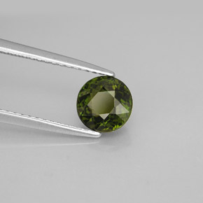 1.25캐럿 천연 딥 그린 투르말린, 라운드 컷, 6.53 mm, VS