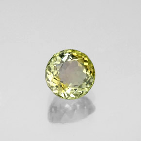 0.91캐럿 천연 노란빛 그린 투르말린, 라운드 컷, 5.99 mm, VVS