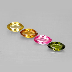 캐럿 천연 멀티컬러 투르말린 보석, 마퀴즈, 6.8×3.9 mm, VVS-VS