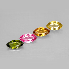 캐럿 천연 멀티컬러 투르말린 보석, 마퀴즈, 6.8×3.9 mm, VVS-VS