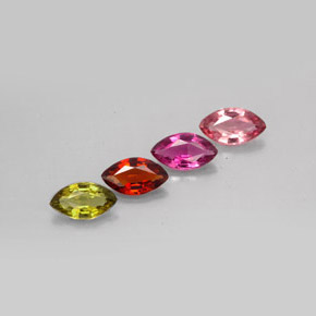 캐럿 천연 멀티컬러 투르말린 보석, 마퀴즈, 7.1×4 mm, VVS-VS