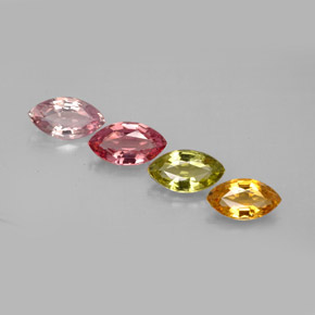 캐럿 천연 멀티컬러 투르말린 보석, 마퀴즈, 6.9×3.9 mm, VVS-VS