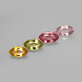 캐럿 천연 멀티컬러 투르말린 보석, 마퀴즈, 6.9×3.9 mm, VVS-VS