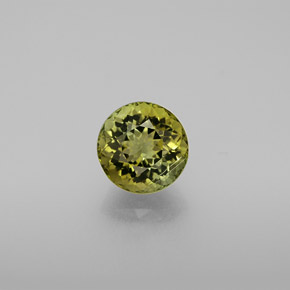 1.53캐럿 천연 옐로우 그린 투르말린, 라운드 컷, 6.80 mm, VS