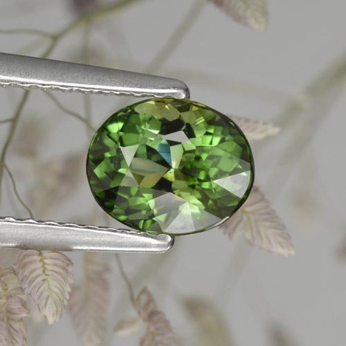 1.17캐럿 천연 포레스트 그린 투르말린, 타원형 컷, 7×5.7 mm, VVS-VS