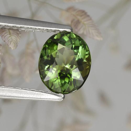 1.17캐럿 천연 포레스트 그린 투르말린, 타원형 컷, 7×5.7 mm, VVS-VS