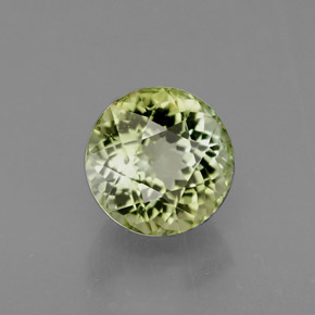 1.24캐럿 천연 노란빛 그린 투르말린, 라운드 컷, 6.18 mm, VS
