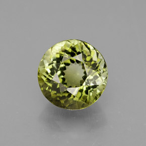1.15캐럿 천연 노란빛 그린 투르말린, 라운드 컷, 6.35 mm, VS