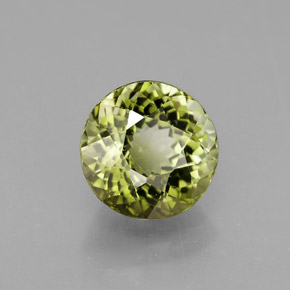 1.15캐럿 천연 노란빛 그린 투르말린, 라운드 컷, 6.35 mm, VS