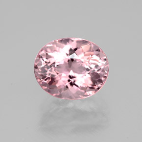 1.57캐럿 천연 로즈 핑크 투르말린, 타원형 컷, 7.7×6.4 mm, VVS-VS