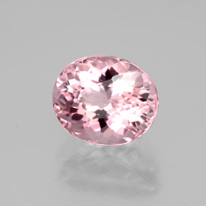 1.57캐럿 천연 로즈 핑크 투르말린, 타원형 컷, 7.7×6.4 mm, VVS-VS