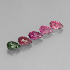 캐럿 천연 멀티컬러 투르말린 보석, 브리올레트, 6.8×3.9 mm, VVS-VS