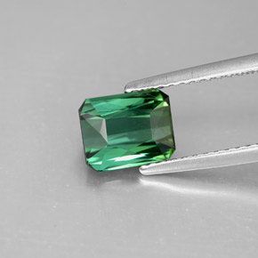 1.64캐럿 천연 블루 그린 투르말린, 에메랄드 컷, 7.4×6 mm, VVS