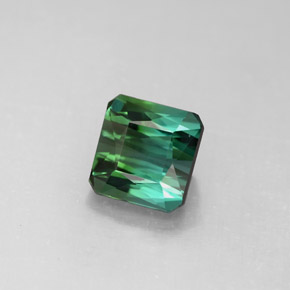 2.04캐럿 천연 블루 그린 투르말린, 에메랄드 컷, 6.9×6.8 mm, VVS