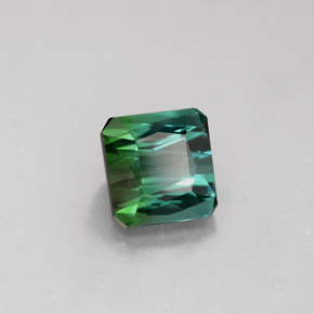 2.04캐럿 천연 블루 그린 투르말린, 에메랄드 컷, 6.9×6.8 mm, VVS