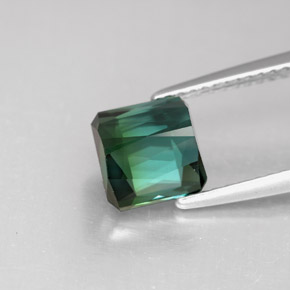 2.04캐럿 천연 블루 그린 투르말린, 에메랄드 컷, 6.9×6.8 mm, VVS