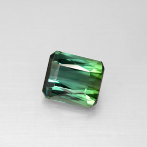 1.68캐럿 천연 푸르스름한 그린 투르말린, 에메랄드 컷, 7.3×6.4 mm, VS