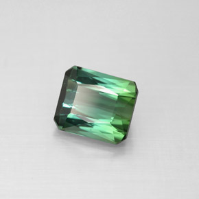 1.68캐럿 천연 푸르스름한 그린 투르말린, 에메랄드 컷, 7.3×6.4 mm, VS