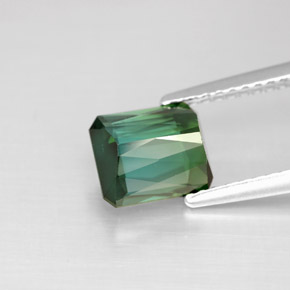 1.68캐럿 천연 푸르스름한 그린 투르말린, 에메랄드 컷, 7.3×6.4 mm, VS