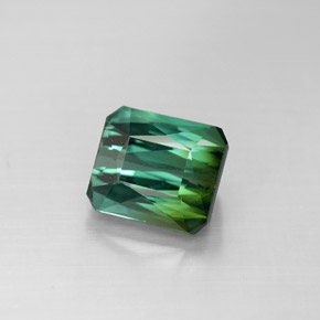 2.00캐럿 천연 블루 그린 투르말린, 에메랄드 컷, 7.3×6.3 mm, VVS-VS