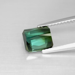 2.00캐럿 천연 블루 그린 투르말린, 에메랄드 컷, 7.3×6.3 mm, VVS-VS