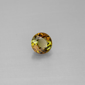 0.51캐럿 천연 골든 그린 투르말린, 라운드 컷, 5.13 mm, VS