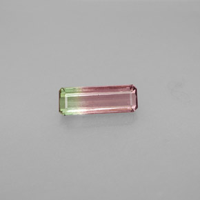 0.96캐럿 천연 워터멜론 투르말린, 에메랄드 컷, 9.4×3.4 mm, VS