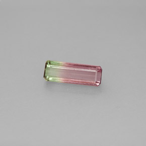 0.96캐럿 천연 워터멜론 투르말린, 에메랄드 컷, 9.4×3.4 mm, VS