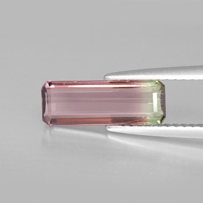 1.69캐럿 천연 워터멜론 투르말린, 에메랄드 컷, 12.7×4.6 mm, VVS-VS